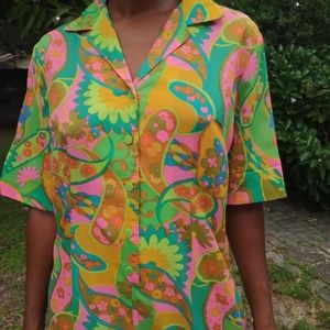 Vibrant Psychedelic 60's Housedress XL